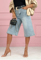 din denim Pantaloni bermudy z szerokimi nogawkami Buffalo River albastru deschis