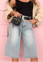 din denim Pantaloni bermudy z szerokimi nogawkami Buffalo River albastru deschis