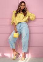 Scurtă skórzana Geacă z kołnierzem Valleria de culoarea fisticului