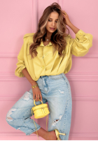 Scurtă skórzana Geacă z kołnierzem Valleria de culoarea fisticului