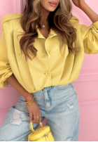 Scurtă skórzana Geacă z kołnierzem Valleria de culoarea fisticului