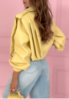 Scurtă skórzana Geacă z kołnierzem Valleria de culoarea fisticului