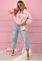 Scurtă skórzana Geacă z kołnierzem Valleria de culoarea fisticului