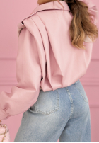 Scurtă skórzana Geacă z kołnierzem Valleria de culoarea fisticului