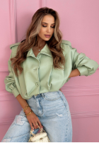 Scurtă skórzana Geacă z kołnierzem Valleria de culoarea fisticului