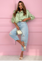 Scurtă skórzana Geacă z kołnierzem Valleria de culoarea fisticului