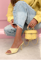 Skórzane Șlapi na szpilce Ophelia albastru azuriu