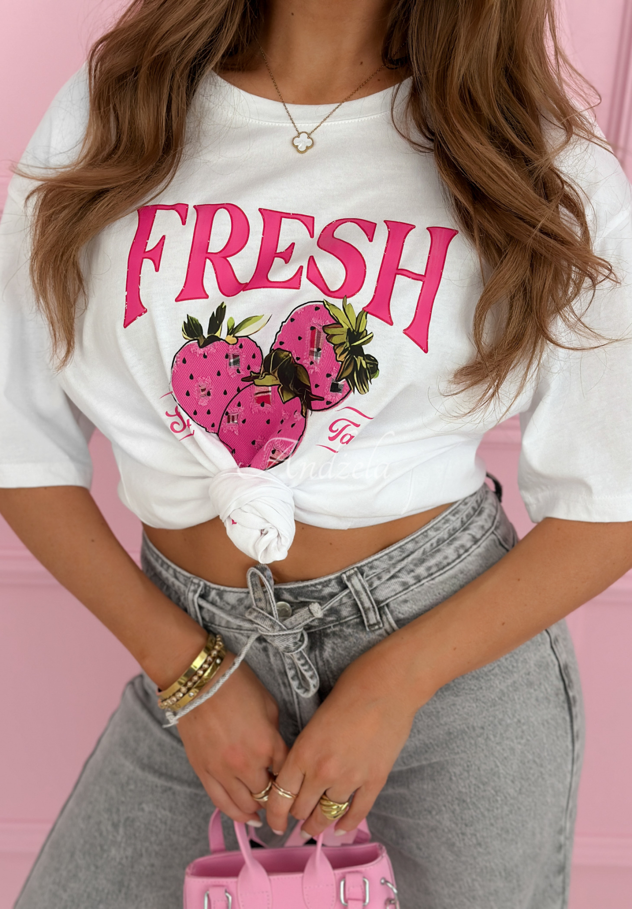 Tricou din bumbac cu imprimeu Fresh Strawberries