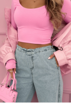 Pantaloni din denim joggery Beatricia albastru deschis