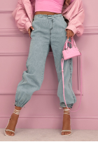 Pantaloni din denim joggery Beatricia albastru deschis