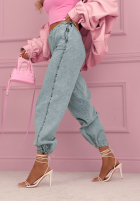 Pantaloni din denim joggery Beatricia albastru deschis