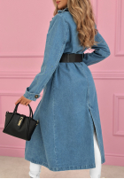din denim Palton  trencz z paskiem Maryella albastru