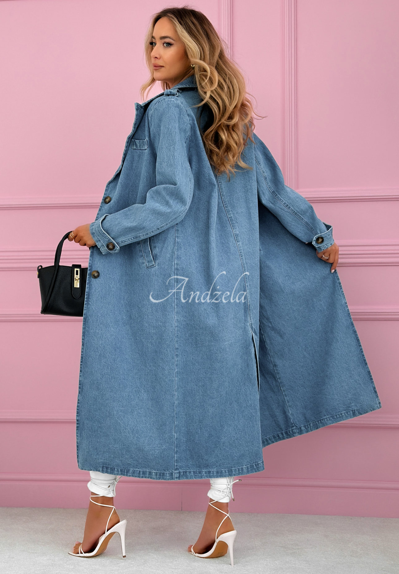 Trenci din denim cu curea Maryella