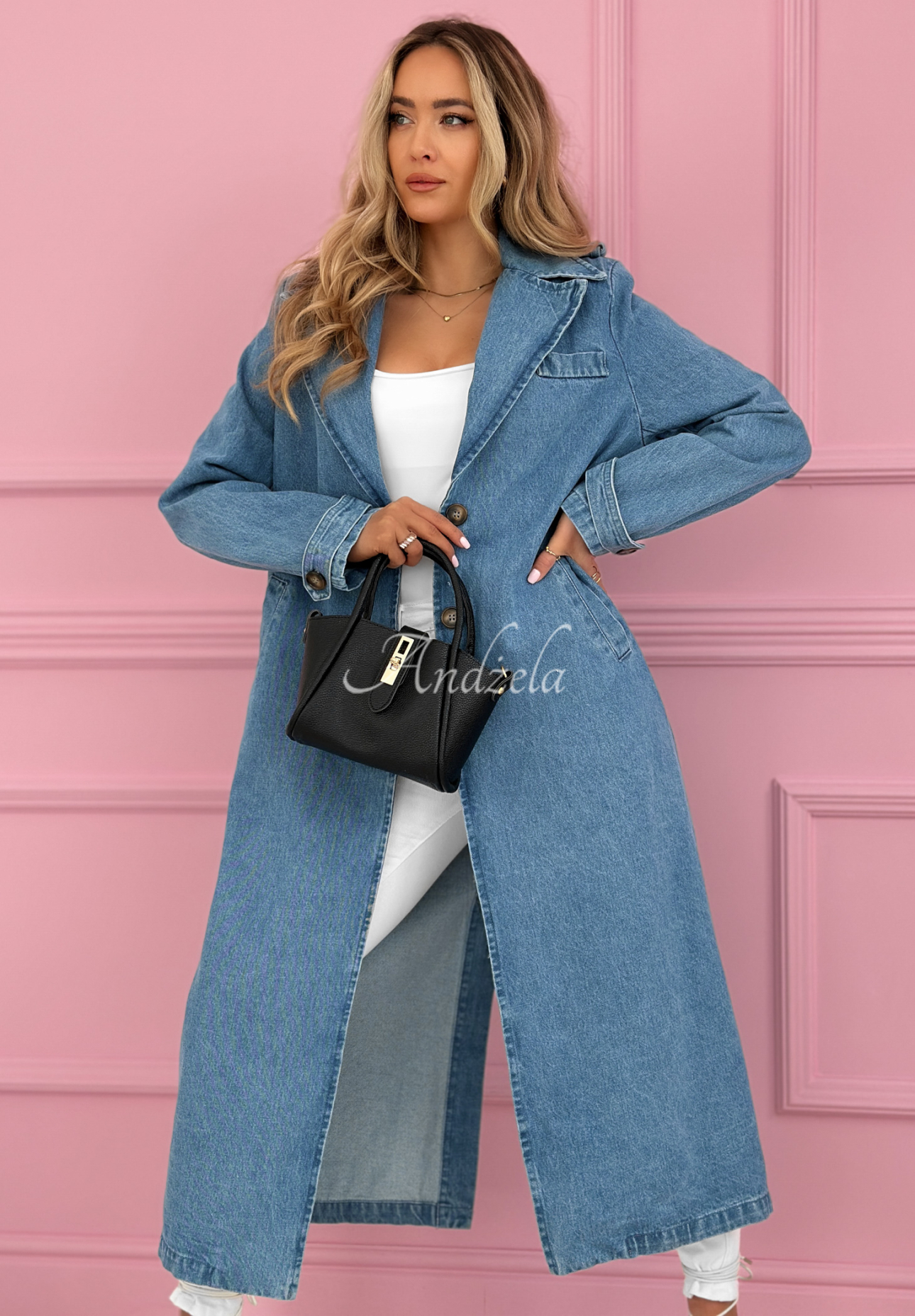 Trenci din denim cu curea Maryella