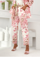 Garnitur damski w kwiaty Jasmine biało-roz