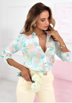 Wzorzysta Cămașă Lillian zielono-galben