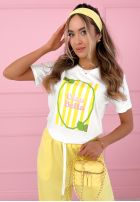 Tricou z nadrukiem Ciao Bella biało-roz