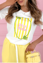 Tricou z nadrukiem Ciao Bella biało-roz