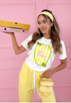 Tricou z nadrukiem Ciao Bella biało-roz