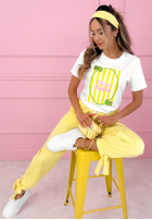 Tricou z nadrukiem Ciao Bella biało-roz