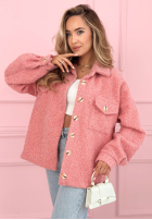 Scurtă Geacă sherpa kożuszek Anyana albastru azuriu