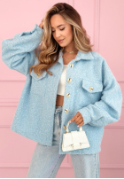 Scurtă Geacă sherpa kożuszek Anyana albastru azuriu