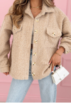 Scurtă Geacă sherpa kożuszek Anyana albastru azuriu