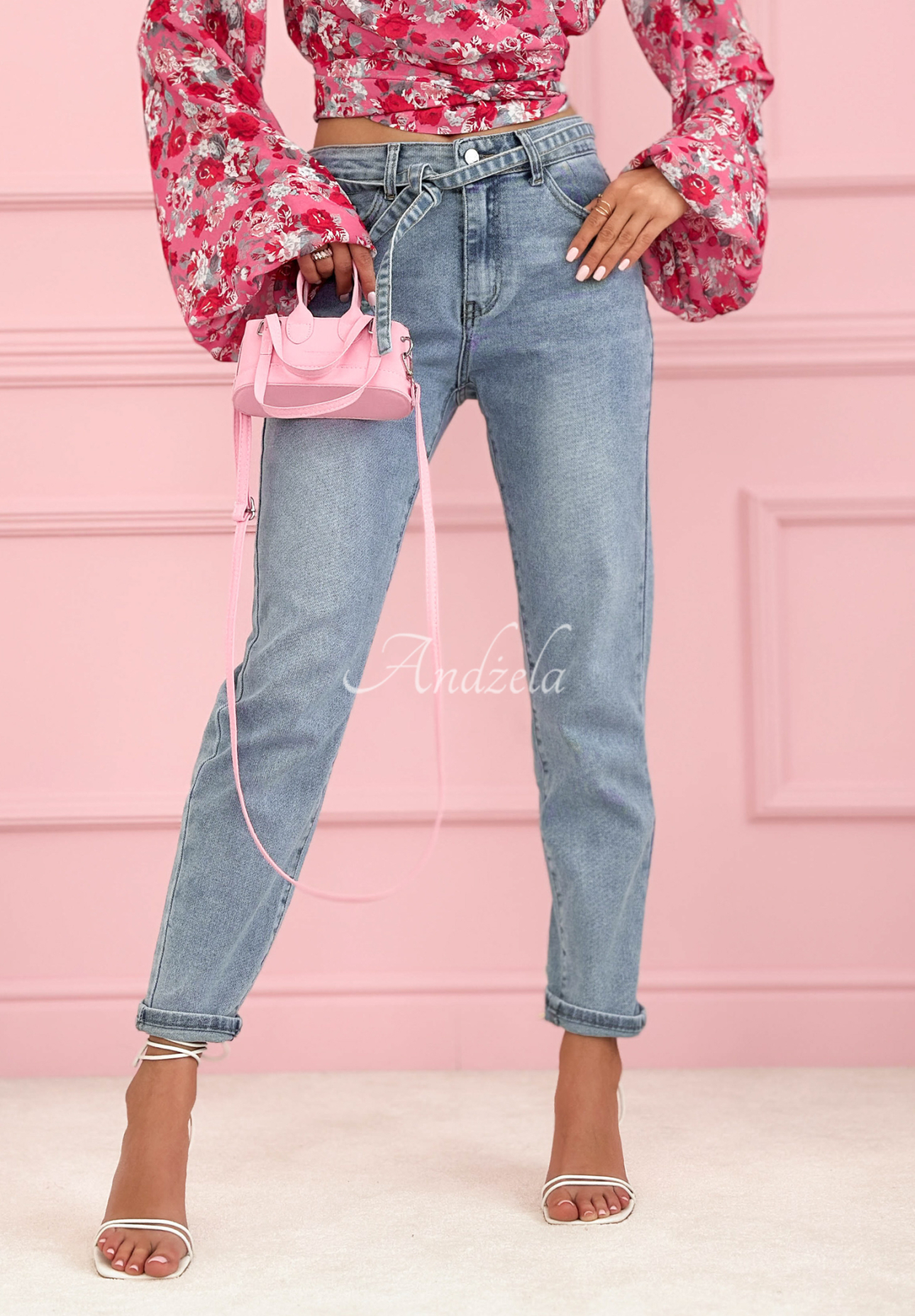 Blugi mom fit cu curea Valerio