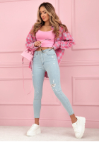 Pantaloni din denim skinny Irene albastru deschis