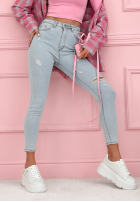 Pantaloni din denim skinny Irene albastru deschis