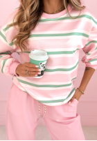 Compleu de trening w paski Delightful Lines różowo-de culoarea fisticului