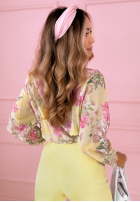 Kwiecista Bluză ze stójką Flower Blossoms błękitno-galben