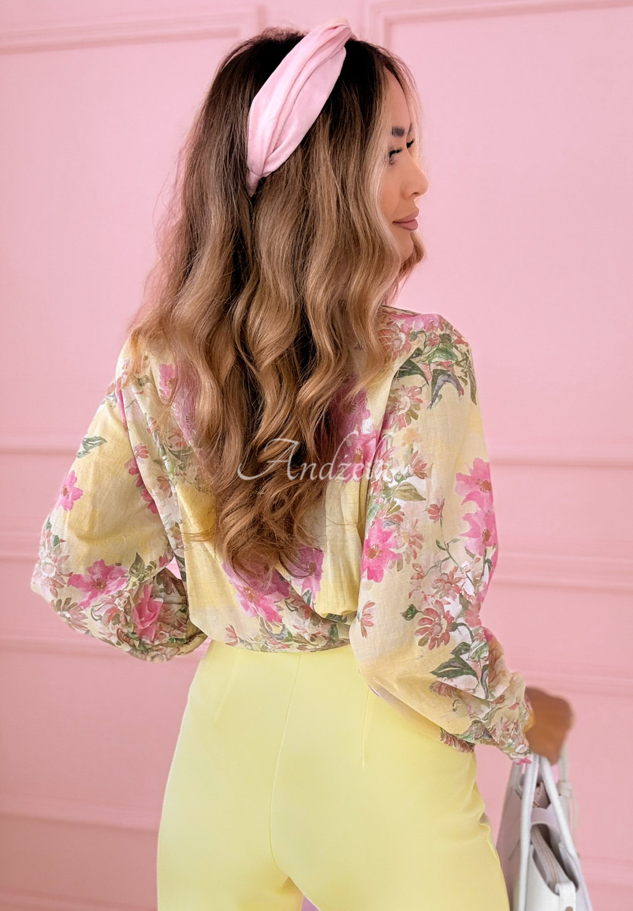 Bluză din bumbac cu imprimeu floral și guler ridicat Flower Blossoms