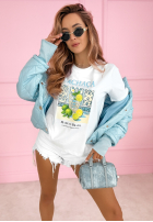 Tricou z nadrukiem Cachaca Lemon biało-albastru azuriu