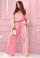 Compleu de trening z nadrukiem Hanorac i Pantaloni Feel Good roz