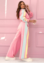 Compleu de trening z nadrukiem Hanorac i Pantaloni Feel Good roz