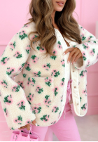 Geacă polarowa w kwiaty Flower Fluffs bej