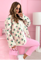 Geacă polarowa w kwiaty Flower Fluffs bej