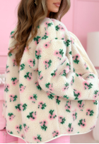 Geacă polarowa w kwiaty Flower Fluffs bej