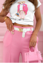 Eleganckie Pantaloni wide leg w kant My Rules bej