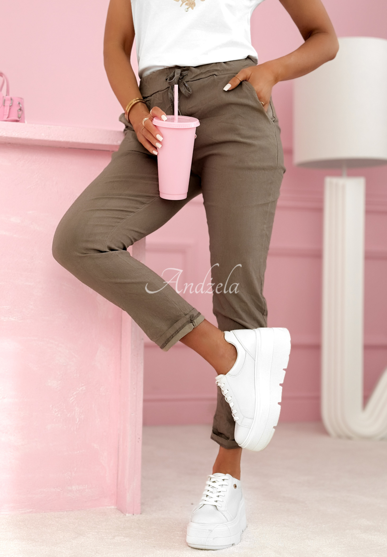 Pantaloni din material cu viscoză Archie