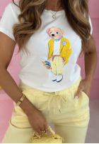 Tricou z misiem Teddy's Choice biało-roz