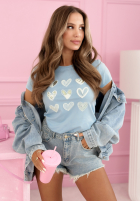 Tricou z serduszkami A Lot Of Hearts albastru azuriu