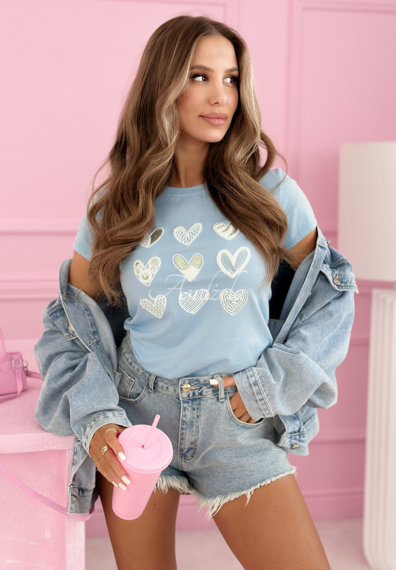 Tricou din bumbac cu inimioare A Lot Of Hearts