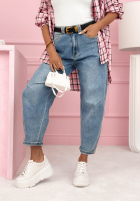 Pantaloni din denim banana z paskiem Let Me In albastru deschis