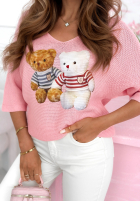 Bluză oversize z misiami Bearry Cute roz