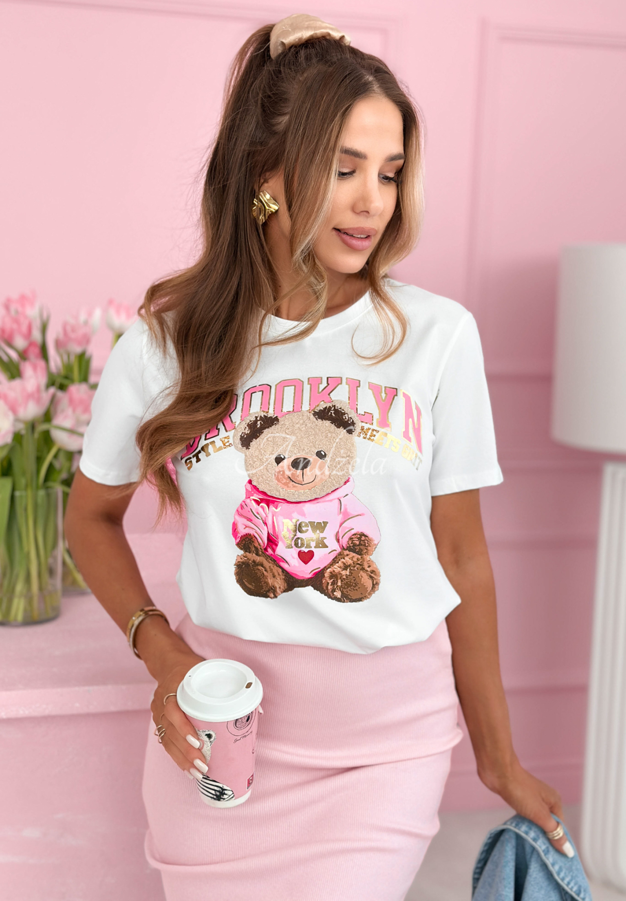 Tricou din bumbac cu imprimeu Brooklyn Style