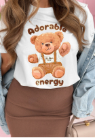 Tricou z nadrukiem Adorable Alb