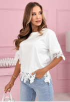 Tricou z koronką Pretty Lacy Alb