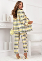 Dwurzędowa Sacou w kratę Her Decision roz pudră